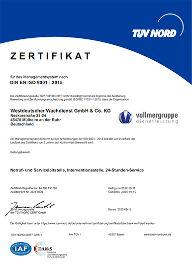 Öffnet PDF Datei im neuen Fenster: TÜV Zertifikat nach DIN EN 9001 2015 deutsch 10-2025.